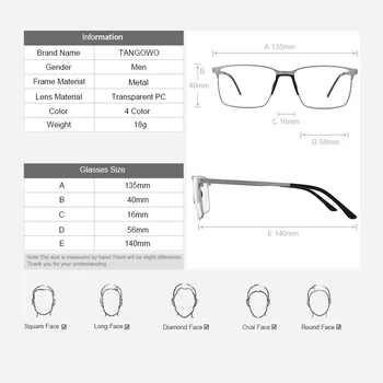 Gözlük Çerçevesi Erkekler Alaşım Reçete gözlük mavi ışık gözlük miyopi gözlük Kare Metal gözlük erkekler bilgisayar gözlükleri