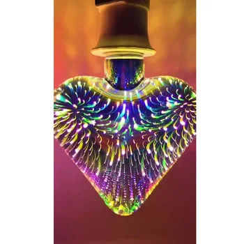 Havai fişek Lamba 3d Led ampul ışık Kalp Aşk Dekorasyon 6 w 85-265 v Vintage Edison Ampul Yıldız Tatil Gece Yenilik Parti Çocuk
