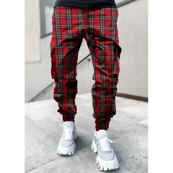 Hip Hop baskı pantolon Erkek Pantolon Moda Streetwear Sweatpants Joggers Yüksek Sokak Gevşek Kargo Pantolon Erkekler
