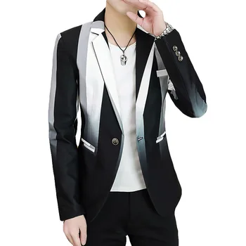 HOO 2022 erkek Yakışıklı Çizgili blazer Gençlik Renk Eşleştirme Casual blazer