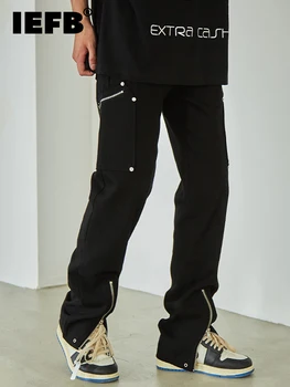 IEFB erkek Yeni Kot Yaz Cep Fermuar Düz Rahat Pantolon Yüksek Sokak Kore Moda Renk 9A4240