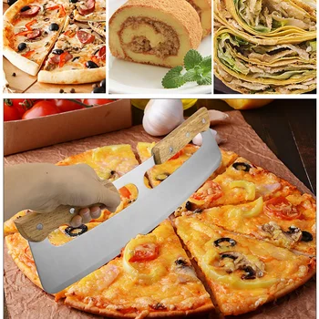 Iki kolu pizza bıçağı Kesici Paslanmaz Çelik Pizza dilimleme bıçağı Çok Fonksiyonlu Mutfak Kesici Pizza, Hamur