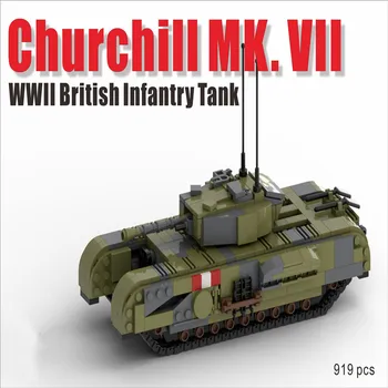 İKINCI dünya savaşı İngiliz Ordusu Churchill Tankı Zırhlı Araç Kamuflaj Montaj Modeli Moc Yapı Taşları Askeri Çocuk Oyuncakları doğum günü hediyesi