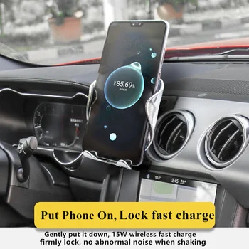 İPhone Xiaomi Samsung Huawei Evrensel için Ford Mustang-2021 Araba Telefon Sahibi 15W Qi Kablosuz Araç Şarj için özel
