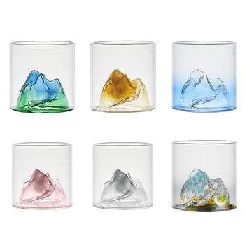 Japonya 3D Dağ viski bardağı Renkli ısıya Dayanıklı Eski Moda Viski Kaya Gözlük Viski cam Votka Kupası şarap kadehi