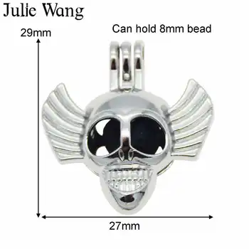 Julie Wang 1 Takım Beyaz K Cadılar Bayramı Serisi Madalyon Ücretsiz 6 ADET Lav Taşları uçucu yağ Difüzörü Kolye Kolye Parfüm Takı