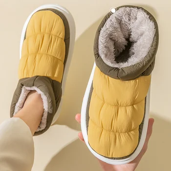 Kadın Kış sıcak Botlar 2022 Aşağı Kumaş pamuklu ayakkabılar Bayanlar için Açık Su Geçirmez Platformu kaymaz Kabarık kadın bileğe kadar bot