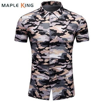 Kamuflaj Baskı Gömlek Erkek Giyim Kısa Kollu Pamuklu Askeri Kargo Gömlek Yüksek Kalite Erkek Nefes Taktik Bluzlar 5XL