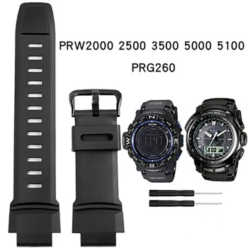 Kauçuk Bilek Kayışı Casio PROTREK PRG-260/270/550/250 PRW-3500/2500/5100 Yedek Siyah Bilezik 18mm Silikon Saat Kayışı