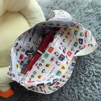 Kawaii Hello Kitty keten çantalar Anime Kt Kedi omuzdan askili çanta Kadınlar Casual Tote Katlanabilir Çanta Büyük Kapasiteli saklama çantası Kız Hediye