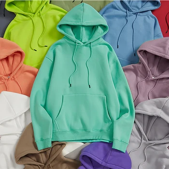 KENDİ Tasarım Logo yapımı Pamuk Gevşek hoodie kalınlaşmış artı kadife 26 renk boy kapşonlu DIY gelgit marka Tişörtü Unisex