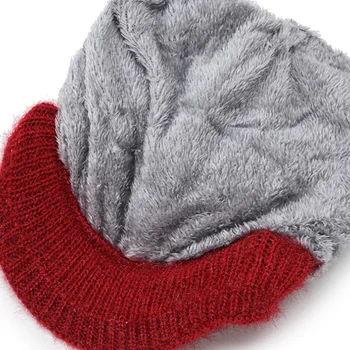 Kış Anne Orta Yaşlı ve yaşlı bayanlar peluş kalınlaşmış örgü yün sıcaklık tutmak için kadın kabak bere şapka ile kısa ağız