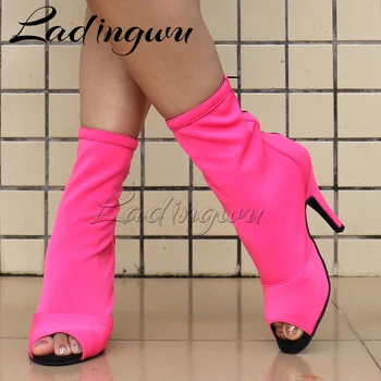 Ladingwu Yeni Salsa Tango Dans Ayakkabıları Yüksek Kaliteli Spor Ayakkabı Dans Botları Bachata Latin Dans Ayakkabıları Kadın Elastik Kumaş