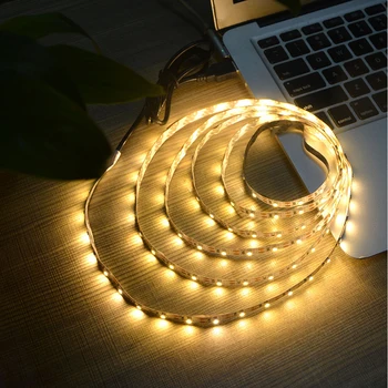 LED makyaj aynası ışık 0.5/1/2/3M beyaz Led şerit ışıkları USB 5V tuvalet masası banyo lambası bant Led makyaj masası aynası duvar lambaları