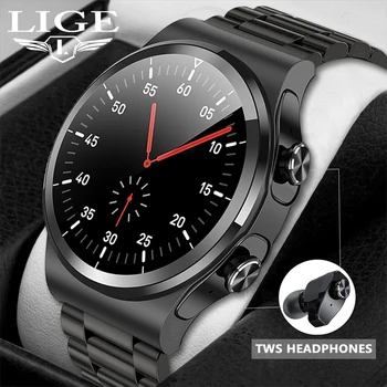 LIGE 2022 Yeni TWS Kulaklık akıllı saat Erkekler Kalp Hızı Kan Basıncı Bluetooth Çağrı Kulaklık Müzik Spor Erkek Kadın Smartwatch