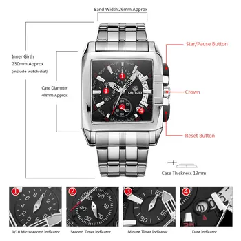 Megır Yeni İş erkek kuvars saatler Moda Marka Chronograph Kol Saati Adam için Sıcak Saat Erkek Takvim ile 2018