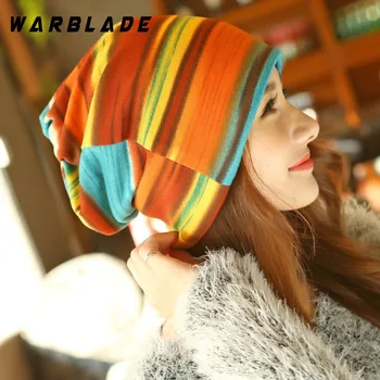 Moda Bahar kadın Şapka Türban Sonbahar Kış Sıcak Headdress Kapaklar Renkli Çizgili Eşarp Spor Güneş Koruyucu Kasketleri Aksesuarları