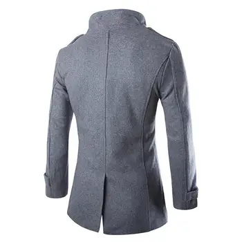 Moda Erkek Sonbahar Kış Ceket Turn-Aşağı Yaka Yün Karışımı Erkekler Bezelye Ceket Kruvaze kışlık palto Nq905713