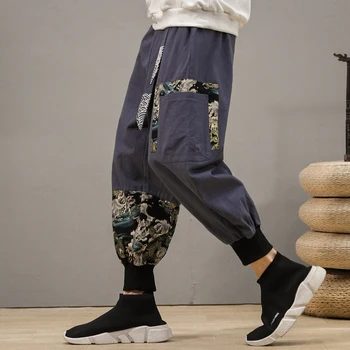 Moda Erkek Çin Sokak Giyim Oryantal Tarzı Fener Pantolon Tang harem pantolon Moda Kung Fu Pantolon Spor Rahat Etnik Kırmızı