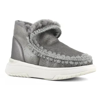 Mou Eskimo jogger sneakers ayakkabı kadın kar botları koyun derisi el yapımı örgü yün kama bayanlar bileğe kadar bot