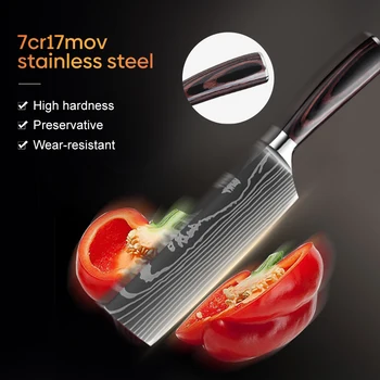 Mutfak gereçleri 10 ADET Mutfak Bıçağı Seti Yardımcı Cleaver Şef Ekmek Bıçağı Yüksek Karbonlu Alman Paslanmaz Çelik Bıçak Setleri