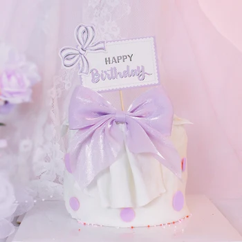 Mutlu Doğum Günü Pastası Topper yay-düğüm Düğün Yıldönümü Cupcake Toppers Pişirme DIY Parti Bayrağı Bebek Duş Kek Dekor Mr Ve Mrs