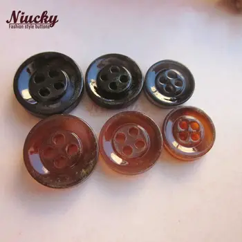 Niucky 9mm / 10mm / 11mm 4 delik yüksek kaliteli sedefli gömlek düğmeleri beyaz Kahve siyah düğmeler tekel mağaza R0201-02