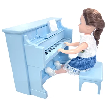 NK Resmi 1 Adet 1/12 Dollhouse Mini Mavi Piyano Seti Barbie Kardeş Kelly Bebek Enstrüman Oyun Evi Aksesuarları Oyuncak