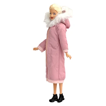 NK Resmi 1 Adet Kış pamuklu ceket Pembe Uzun uzun kaban Çocuklar İçin Kız Bebek Zarif Elbise Mont Barbie 1/6 Oyuncak Hediye