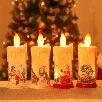 Noel Dekoratif LED Simüle Alev Karikatür Mum Lamba Santa Kardan Adam Ev Dekor için Noel Süsler Navidad Yeni Yıl 2023