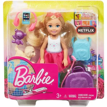 Orijinal Barbie Seyahat Bebek Oyuncak Barbie Chelsea Seyahat Bebek 10 + Aksesuarları Kız Doğum Günü Oyuncak Hediye FWV25 FWV20
