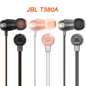 Orijinal JBL T380A Çift Sürücü Stereo Kulak İçi Kulaklık 3.5 MM Kablolu Kulak İçi Kulaklık Metal HİFİ Kulaklık Mikrofon İle