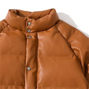Pamuk yastıklı erkek Japon sokak trendi klasik kahverengi deri ceket orijinal sakinlerinin retro gevşek eğlence kalınlaşmış ceket