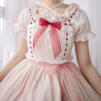 Pamuklu bluz Kadın Puf Kollu yazlık gömlek Tatlı Kız Japon Lolita Tarzı Sevimli Üstleri Kawaii Giysileri