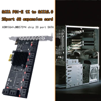 PCIE SATA Adaptörü Madencilik 20/16/12/6/4 Port SATA 6gb PCI Express Denetleyici Genişletme Kartı PCIe SATA III Dönüştürücü PC için