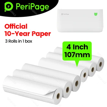 Peripage Resmi 107mm 4 inç Termal Fotoğraf Beyaz Etiket Notları kağıt rulolar için A9Max A9sMax Yazıcı Makinesi