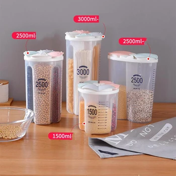 Plastik Bölünmüş Kutu Organizatör Temizle BPA Ücretsiz Plastik Kasa Saklama Kabı Şeker Pamuk Şeker Mutfak Tahıl Kapları
