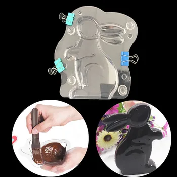 Polikarbonat Kalıp 3D paskalya tavşanı Plastik Çikolata Kalıp Polikarbonat Tavşan şekerleme kalıbı Şeker Macunu Kalıp Kek Dekorasyon Araçları