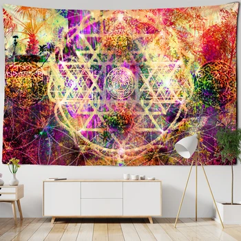 Psychedelic Mandala Büyük Goblen Tarot Kartı Kehanet Büyücülük Goblen Güneş Ay Dekorasyon Goblen Yatak Odası Goblen