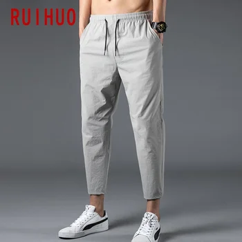 RUIHUO 2022 Yeni Katı harem pantolon Erkekler Ayak Bileği Uzunlukta Pantolon Erkekler rahat pantolon Erkekler Hip Hop Streetwear Artı Boyutu M-4XL