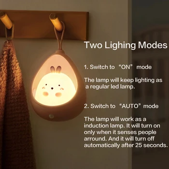 Sensör LED Gece Lambası Sevimli Hayvan İnsan İndüksiyon Mood Lambası Çocuklar Çocuklar için Kedi Tavşan Silikon Duvar ışıkları Asılı Halat