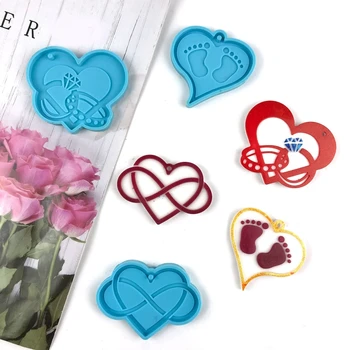 Sevgililer Günü Anahtarlık Epoksi Reçine Kalıp Aşk Kalp Anahtarlık Kolye Silikon Kalıp DIY El Sanatları Takı Döküm Aracı