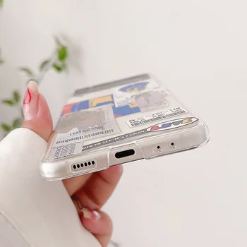 Sevimli Retro Sanat Çizimler Telefon Kılıfı İçin Samsung Galaxy Z Flip 3 Kapak İnce Şeffaf Kılıf Z Flip3 5G Moda Çift Telefon Kılıfları