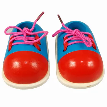 SIVI Ahşap Bağlama Ayakkabı Oyuncak Öğrenmek Kravat Ayakabı Ayakkabı Bağlama Öğretim Seti Çocuklar için, 2'li paket