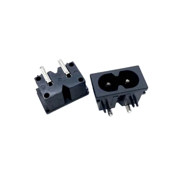 Siyah Erkek Fiş IEC320 C8 Güç soketli konnektör AC 250V 2.5 A Sağ Açı Güç konektörü tüm bakır