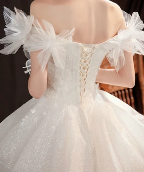 SSYFashion Yeni Zarif Beyaz düğün elbisesi Saray Prenses Gelin Tatlı Dantel Çiçek A-line Uzun gelinlik Vestido De Noiva