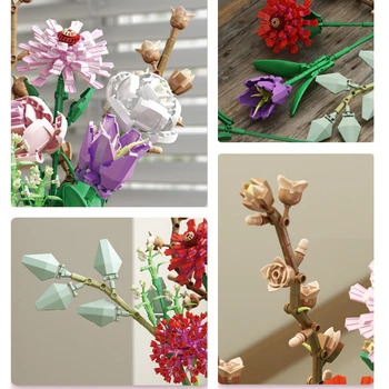 Teknik Fikirler Çiçekler Mailackers Yaratıcı Uzman Buket Phalaenopsis Gül Arkadaşlar Moc Saksı Bitkileri oyuncak inşaat blokları