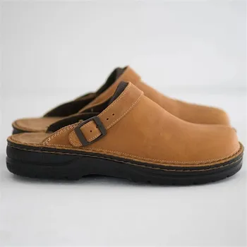 Terlik erkek ayakkabıları eski Yumuşak Alt Sandalet üzerinde Kayma Yakın Ayak plaj terlikleri Yaz PU deri ayakkabı Erkekler rahat ayakkabılar