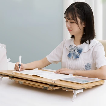 TieHo Bambu Masaüstü Kitaplık Kitap Tutucu Öğrenci Öğrenme Yazma Okuma Taşınabilir Katlanır çalışma masası Masa