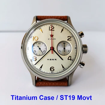 Titanyum 1963 Pilot İzle Chronograph Martı ST19 El Rüzgar Mekanik Kol Saatleri Erkekler 40mm Hava Kuvvetleri Panda Saatler Askeri